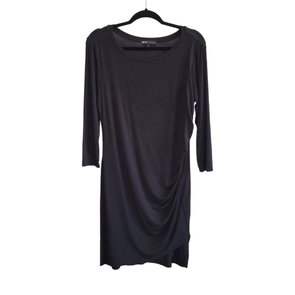 Gibson Black 3/4 Sleeve Ruched Side Jersey Knit Bodycon Dress Women's Size L - Picture 2 of 9
